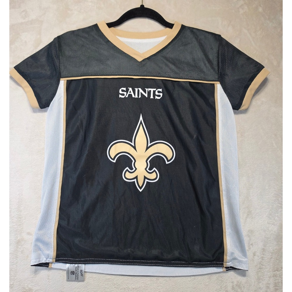 New Orleans Saints NFL Flag Football Jersey Youth Medium Reversible Black White